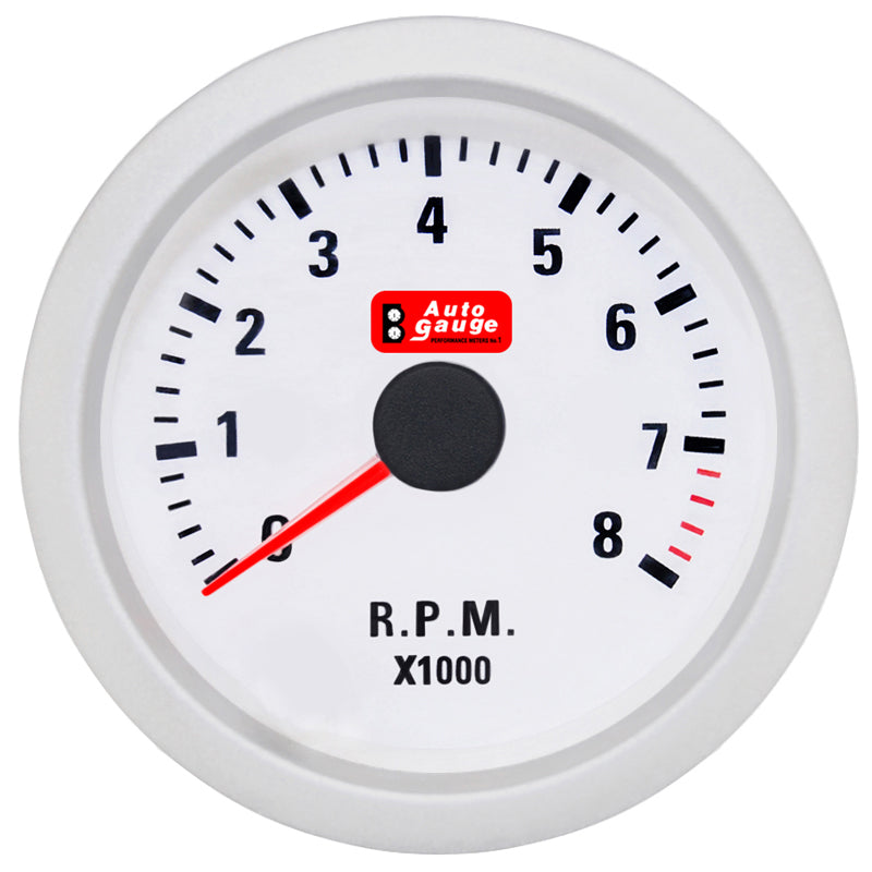 Varvräknare vit 2 tum Auto Gauge