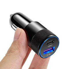 Billaddare med USB-A och USB-C – snabbladdning 