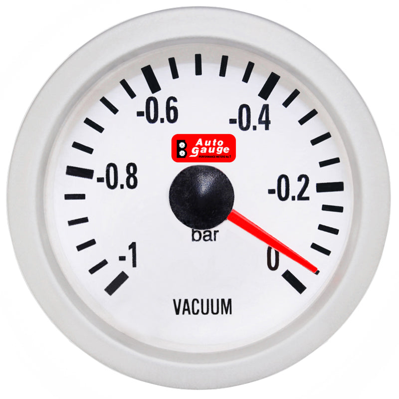 Vakuummätare vit 2" Auto Gauge