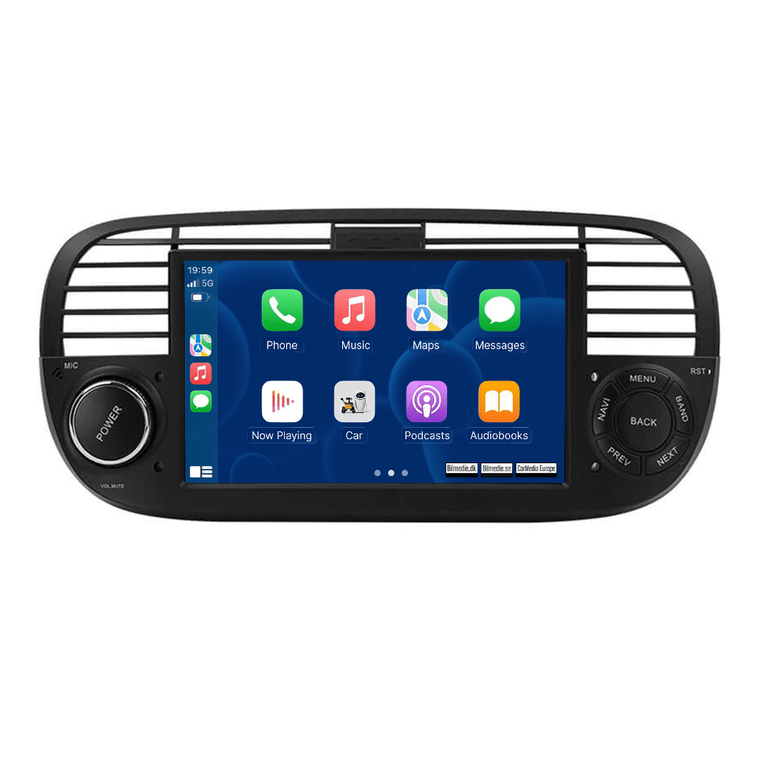 Fiat 500 07-15 - 7" radio med Apple CarPlay och Android Auto 