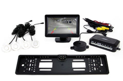 Parkeringsassistanssystem med 4,3-tums TFT-display, kamera och vita sensorer