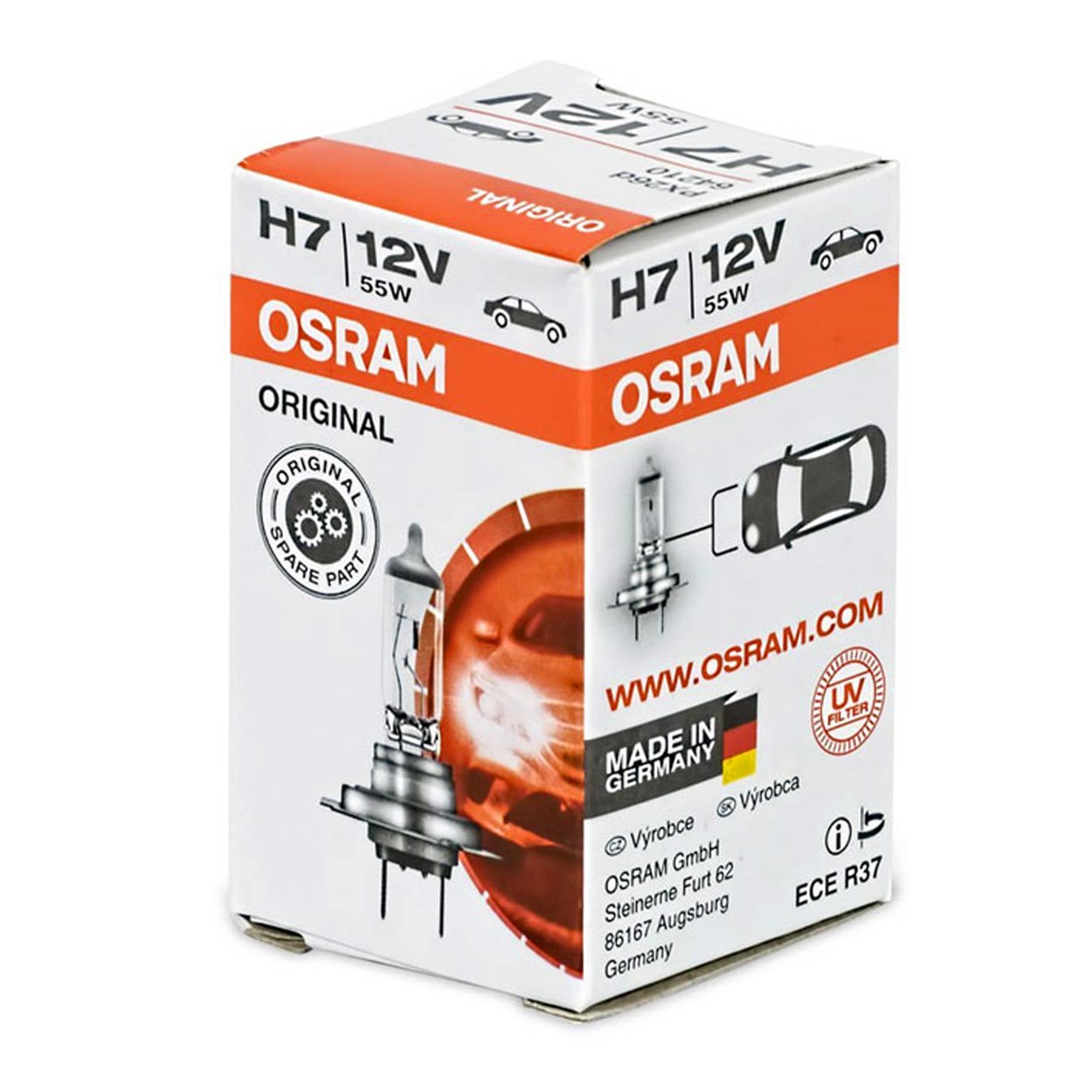 Osram H7 halogenlampa 55 W med PX26d-sockel