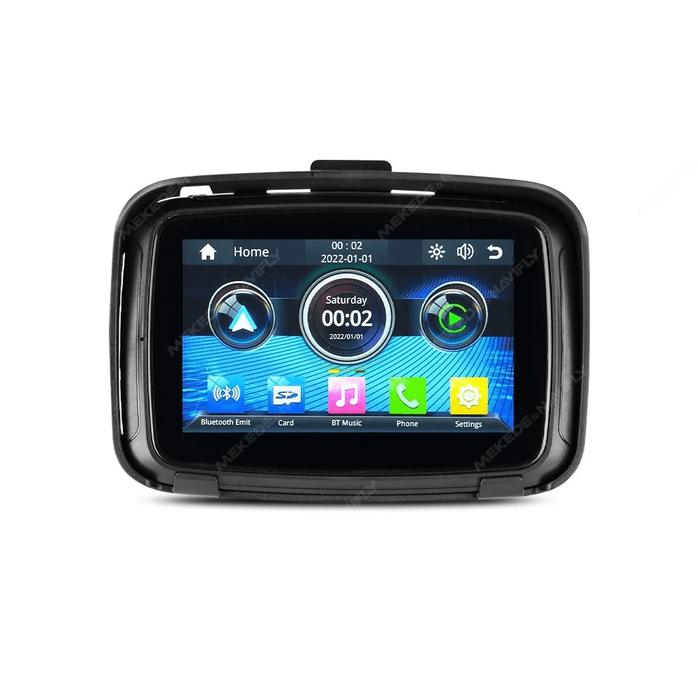 5” CarPlay för Motorcykel med Fodral – Trådlös Apple CarPlay & Android Auto-skärm med användarvänligt gränssnitt.