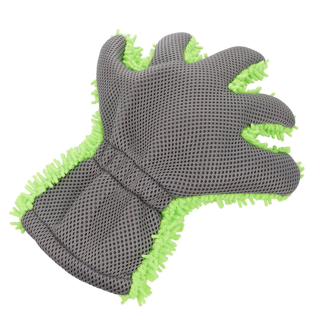 Tvättvante i mikrofiber med chenillefingrar och mesh