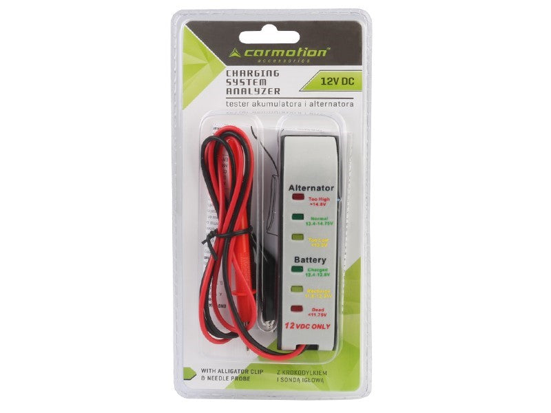 12V batteri- och generatortestare från CARMOTION med LED-indikatorer