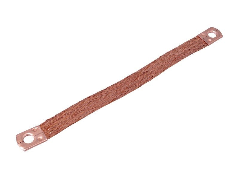 Kopparfläta 220 mm med kabelskor i båda ändar