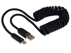 WAYME USB-C laddkabel med spiraldesign i svart, 50–180 cm