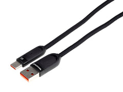USB till USB-C-kabel med mikrofiberflätning och spiralform
