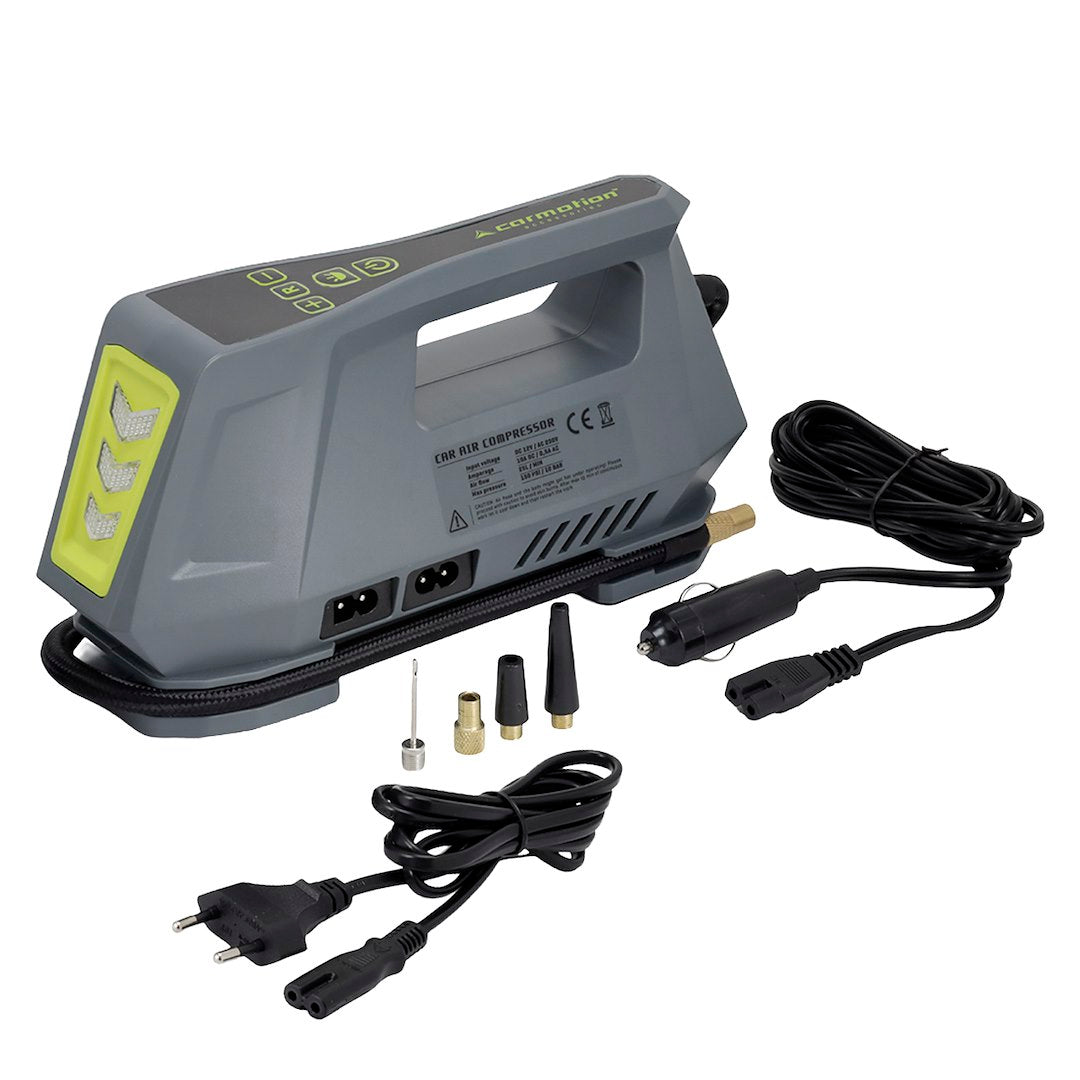Luftkompressor 12V och 230V från CARMOTION med digital manometer och LED
