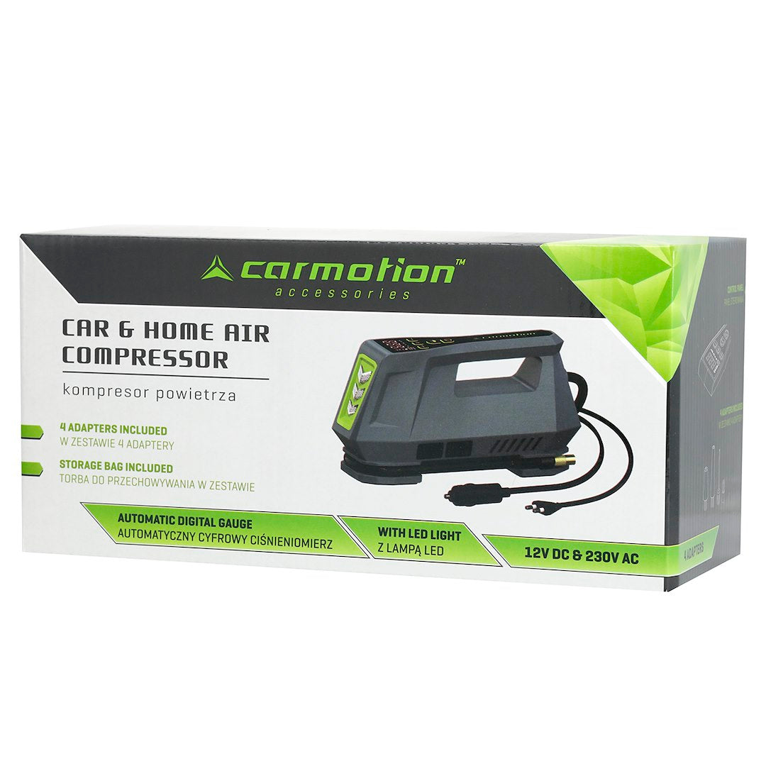 CARMOTION luftkompressor med digital tryckmätning och LED-belysning