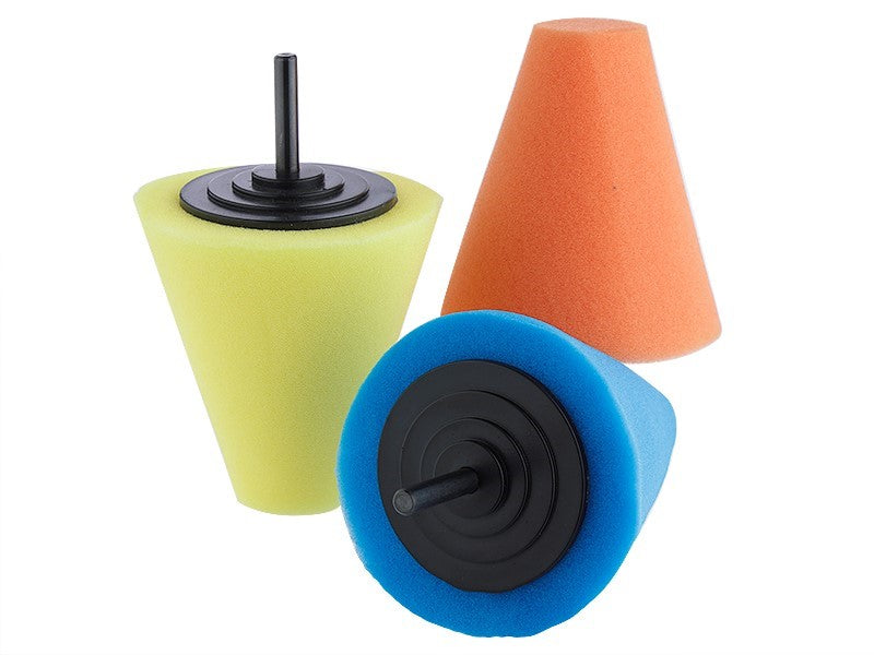 Polerkoner 3 st med M6-adapter i avskuren konform