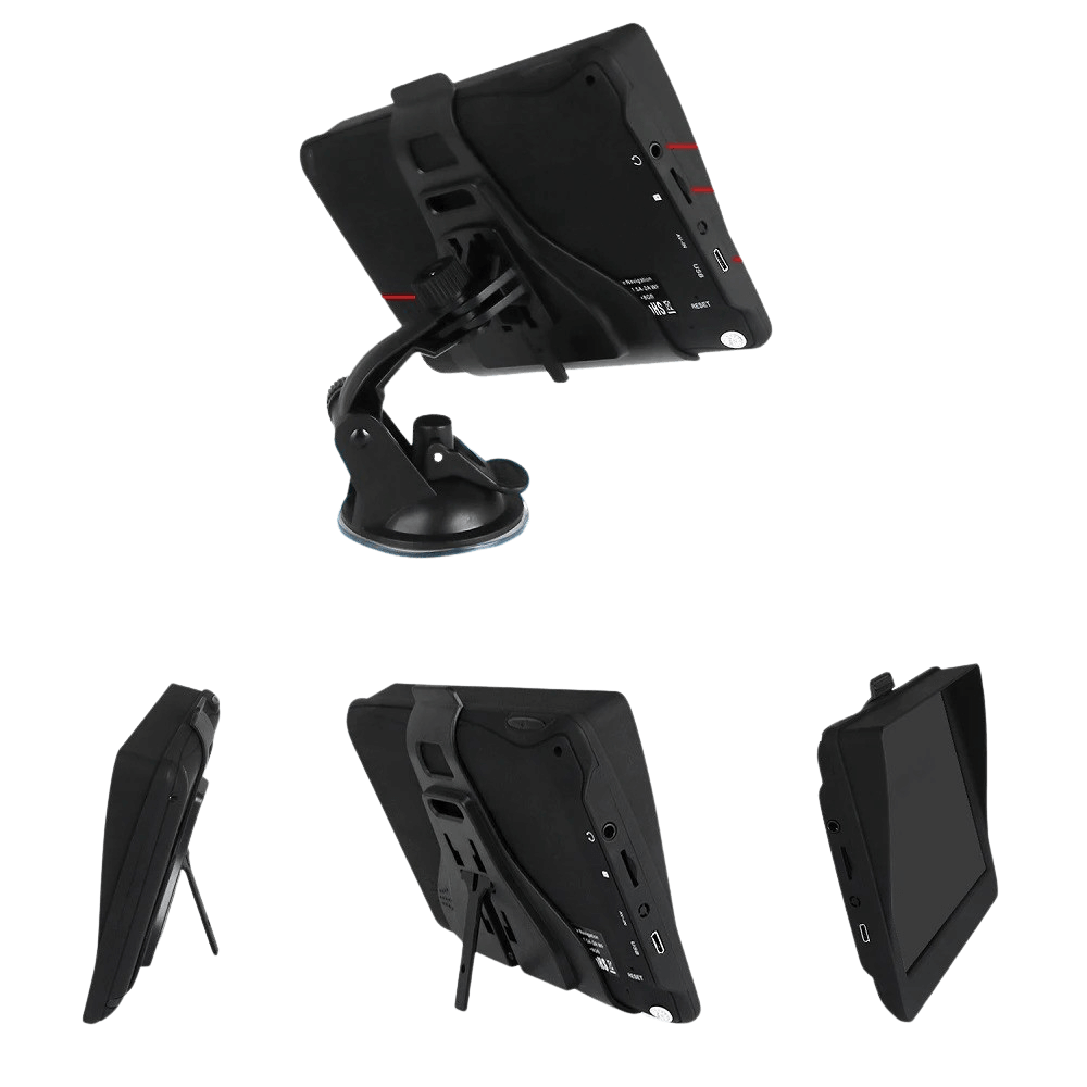 7" GPS Skærm – EU Navigation, FM Radio og Medieafspilning med sugekop og justerbare funktioner