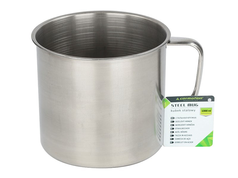 Stor stålmugg med handtag på 1000 ml