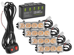 CARMOTION varningsljus 12V 16W set med 4 st och fjärrkontroll
