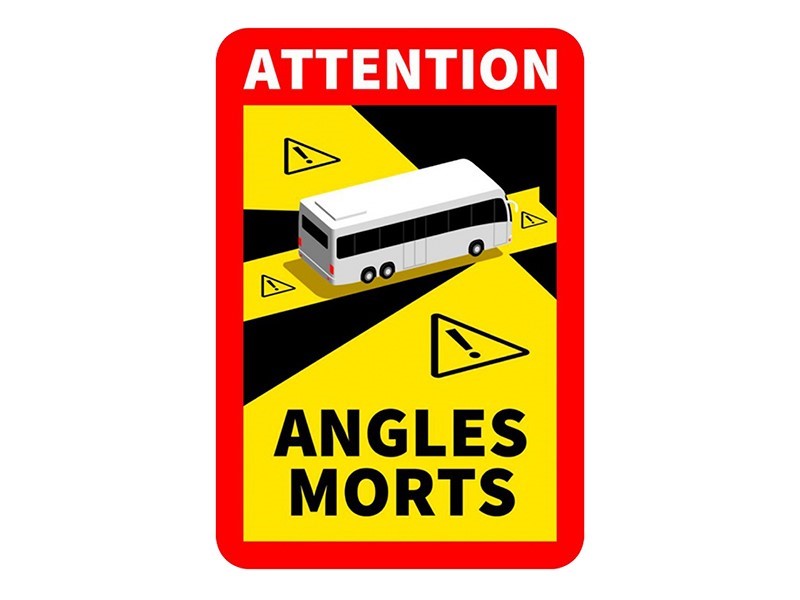 Dödvinkeldekal ANGLES MORTS 25x17 cm för buss