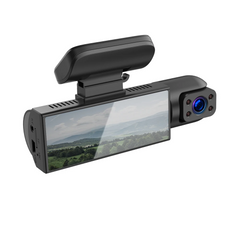 Dual dashcam med skärm – front- och kupékamera (1080p, mörkerseende, 360°) 