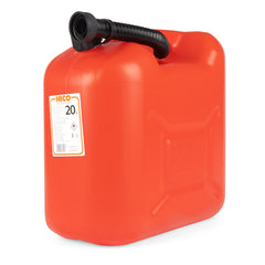 Röd plastdunk för bränsle på 20 liter