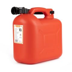 Röd plastdunk för bränsle på 10 liter