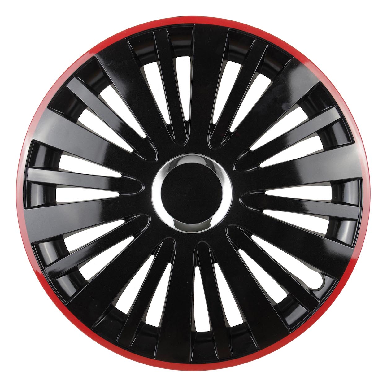 Svart FALCON-navkapsel med röd kant för 15-tums stålfälg