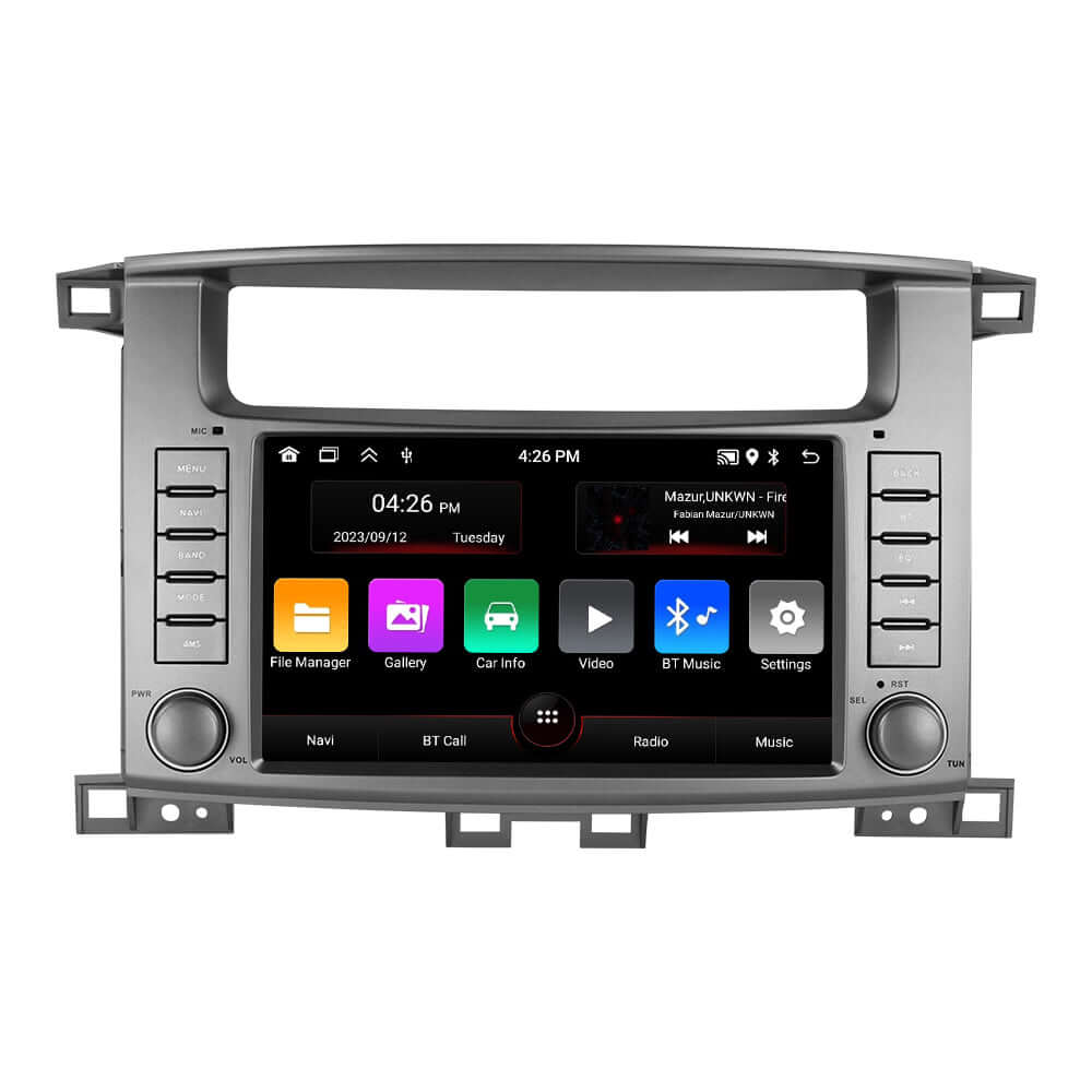 Toyota Land Crusier 02-07 – 8" radio med Apple CarPlay och Android Auto-skärm och kontroller
