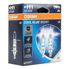 Osram H1 halogenlampor 12V 55W P14,5s Cool Blue Boost 5500K, 2 st