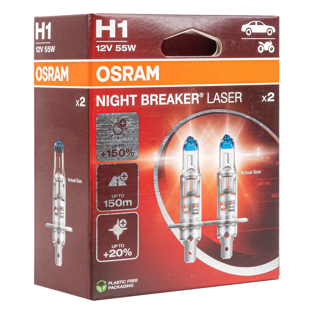 Osram H1 Night Breaker Unlimited halogenlampor 12 V 55 W, 2 st.