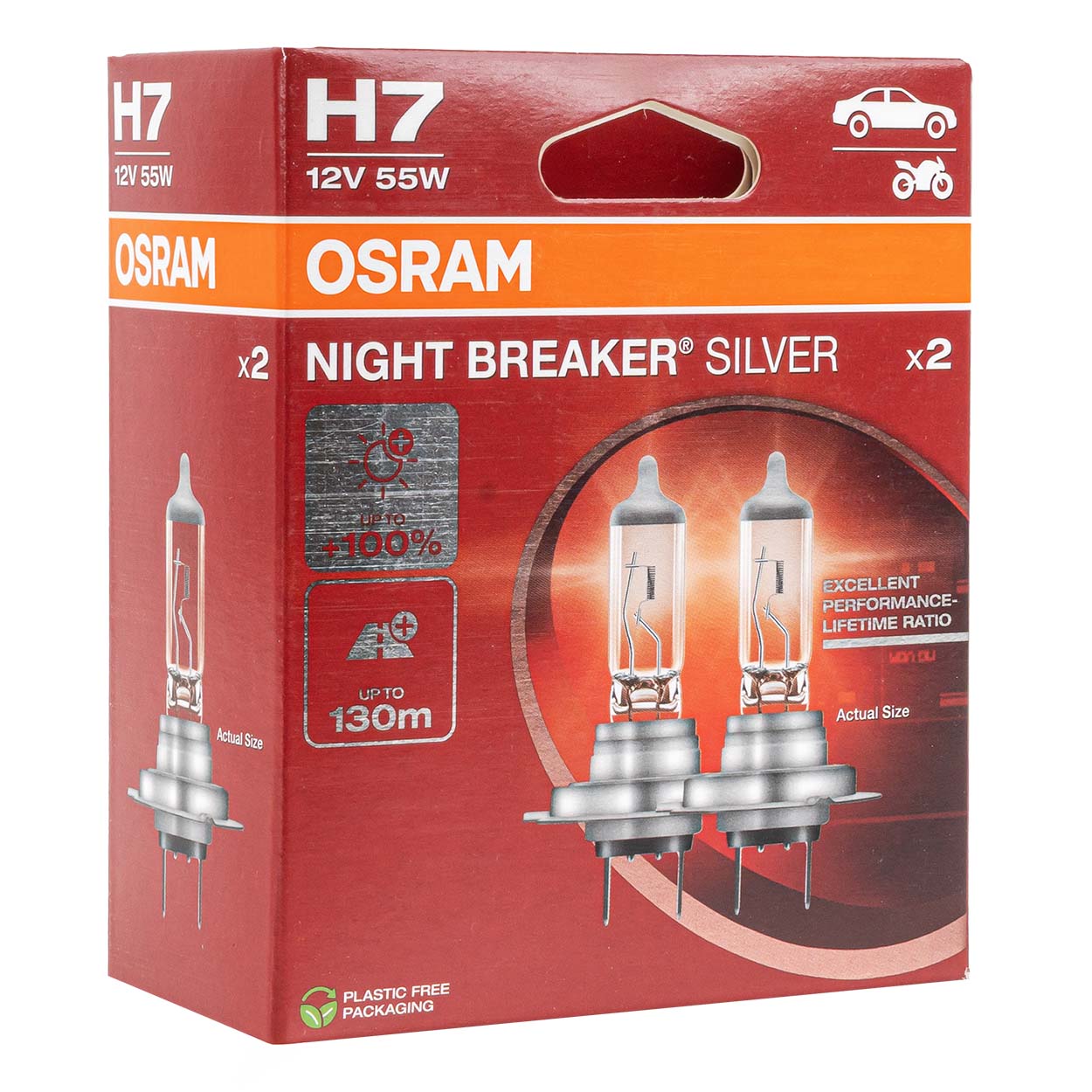 Osram H7 NIGHT BREAKER SILVER halogenlampor, 2 st.