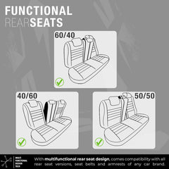 Sædebetræk til bil med sort og gråt mønster