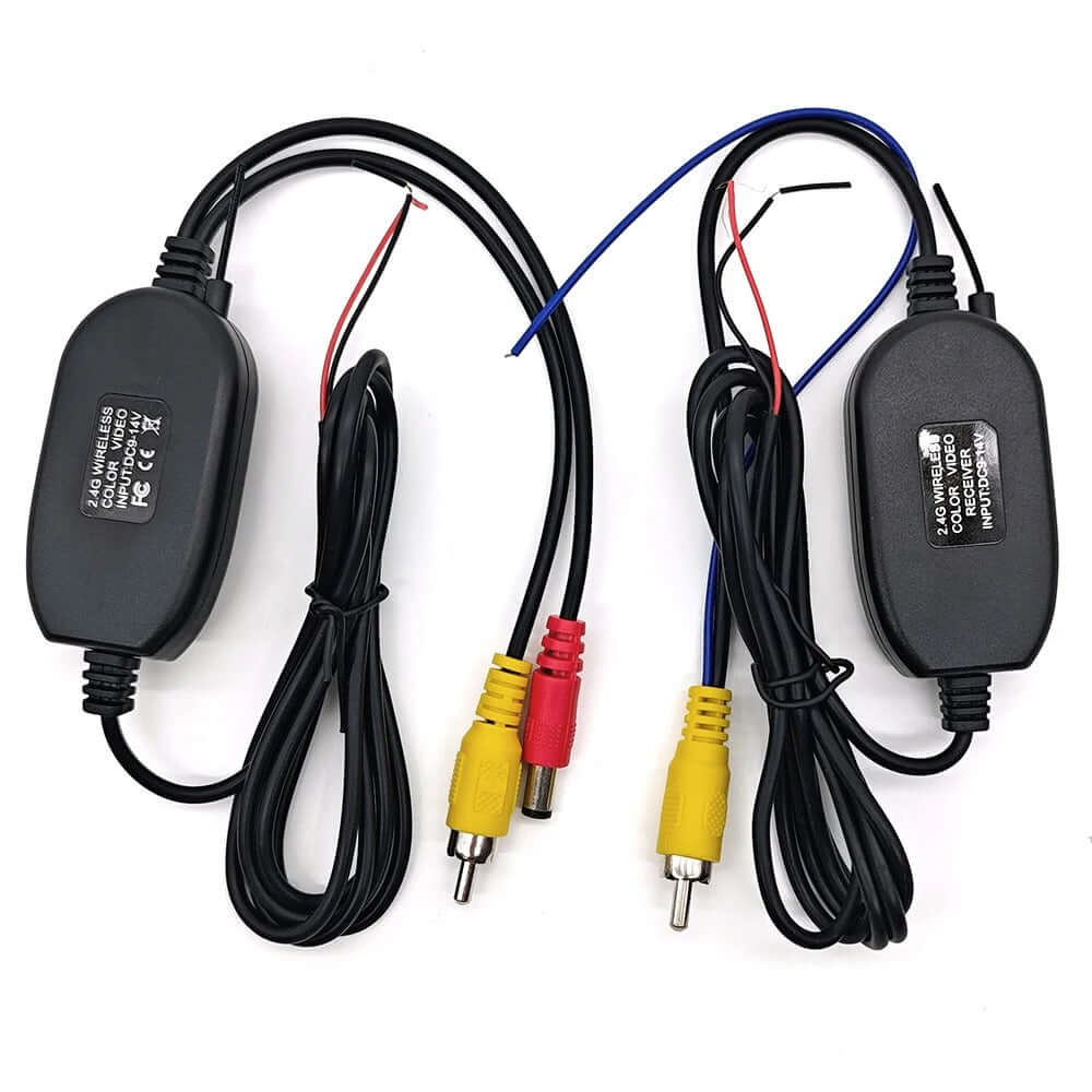 Trådlös adapter till backkamera med kablar och kontakter för videosignalöverföring