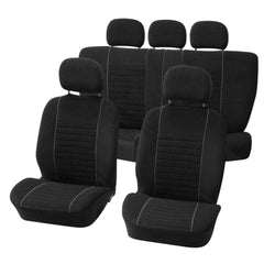 Sätesöverdragssats i velour, 9 delar, svart/grå 