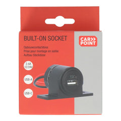 Carpoint monteringsuttag USB-A + USB-C 12/24V 
