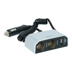 Carpoint dubbeluttag 2x12V 1xUSB-A 2,4A 
