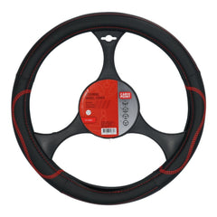 Carpoint rattöverdrag i PU-läder, svart med röda detaljer, 37–39 cm 