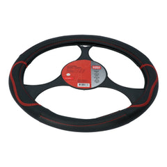 Carpoint rattöverdrag i PU-läder, svart med röda detaljer, 37–39 cm 