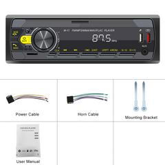 Universal 1-DIN radio med Bluetooth, FM & USB – MP3-spelare med LED-display