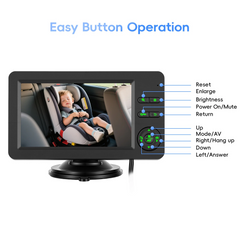 Babykamera för bil med 4,3" HD-skärm och mörkerseende 