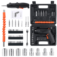 Elektrisk skruvmejselsats 47 delar – 3,6V sladdlös multiverktyg med olika bitar och tillbehör.
