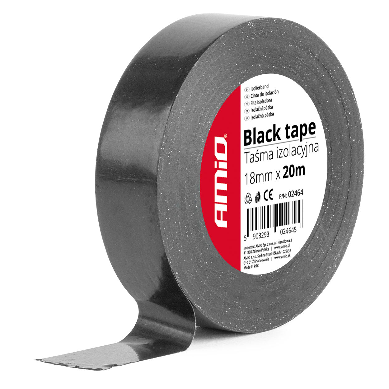 Svart tejp 18 mm x 20 m
