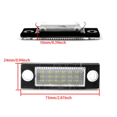 LED registreringsskyltbelysning VW & Skoda – CANBUS (Golf 5, Passat, Touran m.fl.) med mått och detaljer