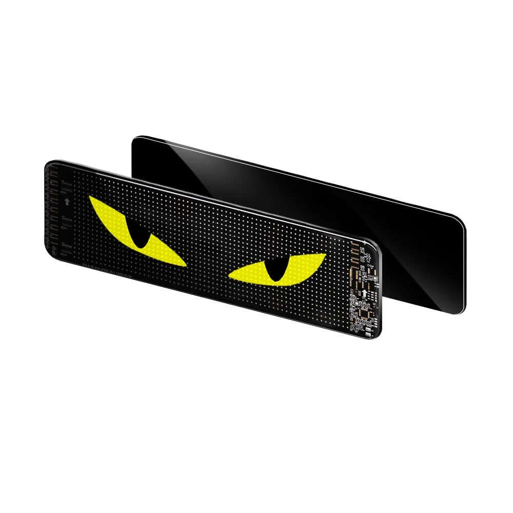 LED-rutdisplay – flexibel matrixskärm med Bluetooth (110×492 mm) med gula ögon.