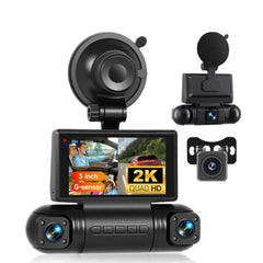 3" 2K dashcam med 4 kameror – IPS-skärm, G-sensor & DVR-inspelning 