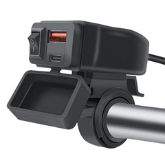 Motorcykel USB-C & USB QC3.0-laddare med strömbrytare 