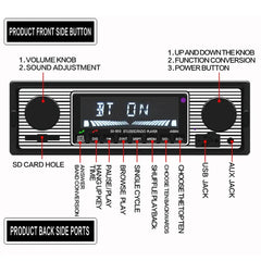 1 DIN bilradio med Bluetooth, USB & retrodesign 