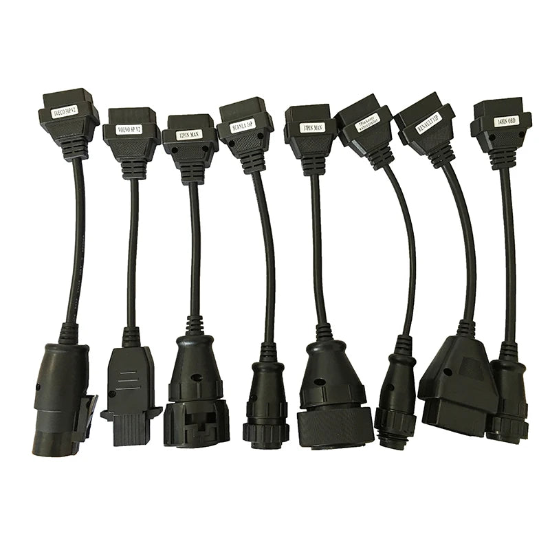 8 stk. Lastbil Diagnosekabler – Adaptere til Delphi DS150E, TCS CDP Pro og WOW Snooper