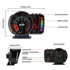 3,5" Head-Up Display (HUD) för bil – digital hastighetsmätare med OBD2 