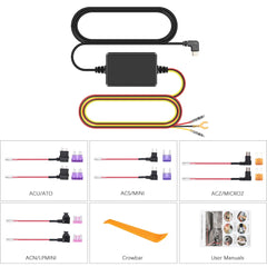 Hardwire Kit USB-C för dashcam – 12V/24V till 5V med parkeringsövervakning 