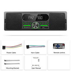 1 DIN bilradio med inbyggd högtalare, Bluetooth, FM/AM och MP3-spelare 