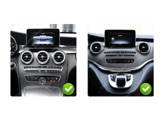 Mercedes-Benz C-Klass och Vito – 12,5" radio med trådlös Apple CarPlay & Android Auto installations- och instrumentbrädesbilder