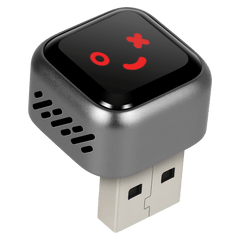 Mini trådlös CarPlay & Android Auto-adapter (5.8GHz – Plug & Play) ansluten till USB-port.