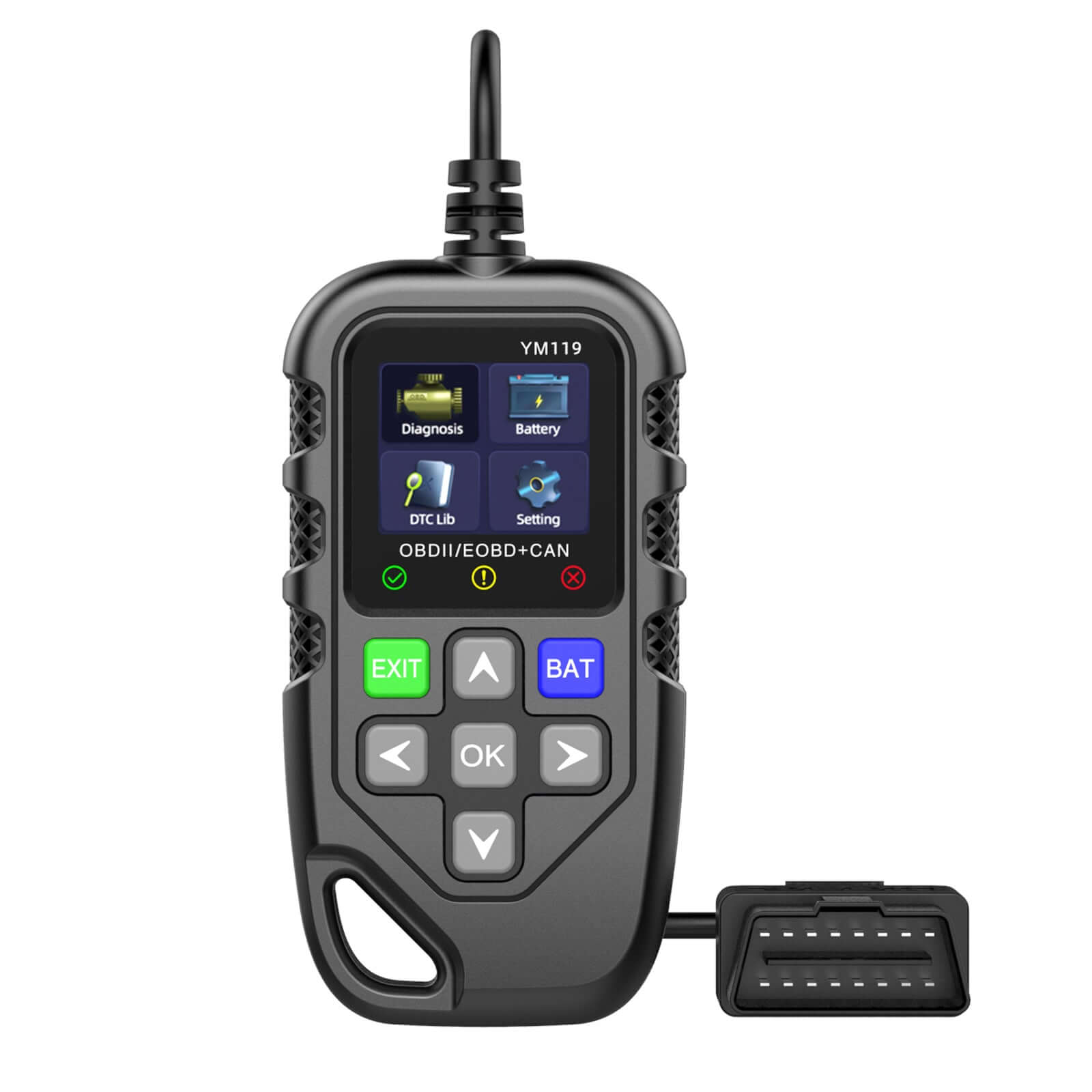 OBD2-felkodsläsare med 2,8” färgskärm, YM119, professionellt diagnosverktyg för bensinbilar.